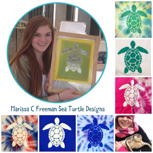 Image of Marissa Freeman with turtle themed artwork