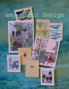 Promotional Flyer showing designs on paper by Amy Mason Design